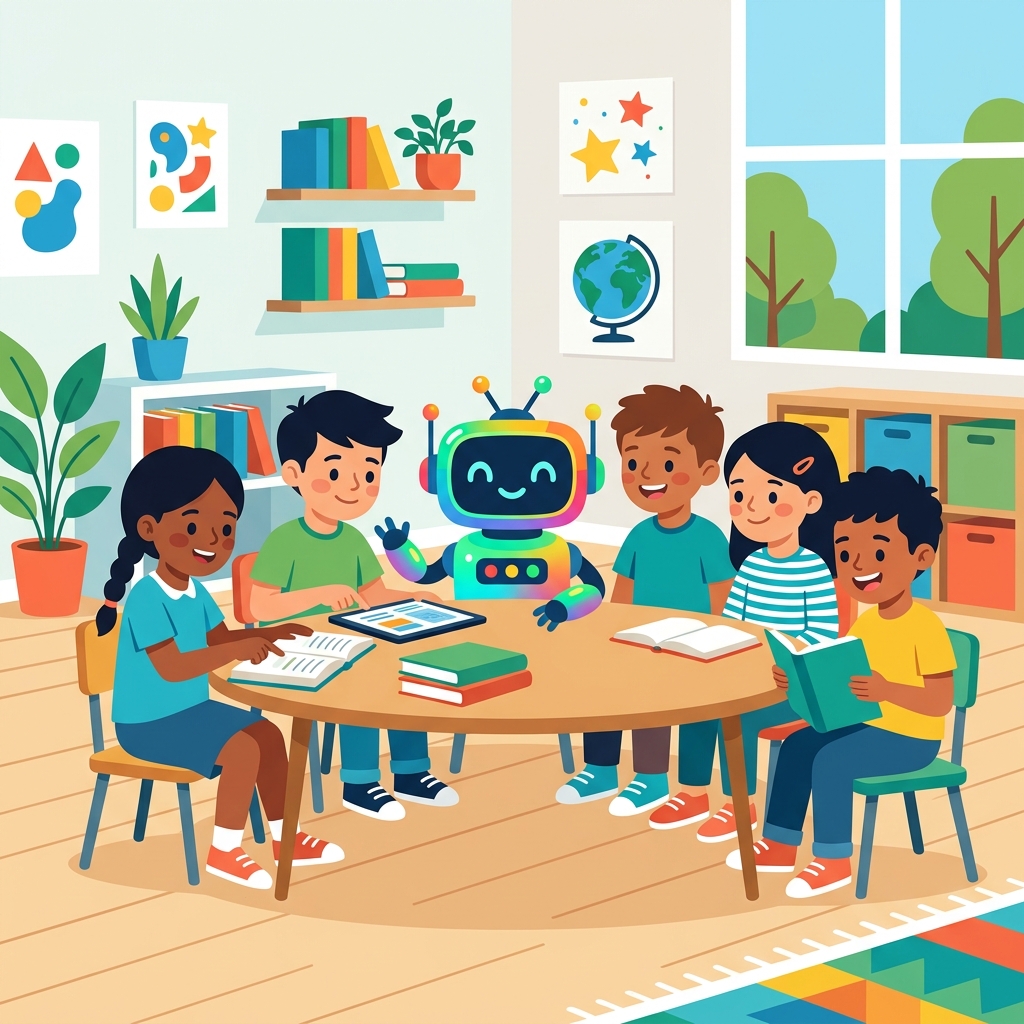 Alakoululaisia tekoälyn parissa